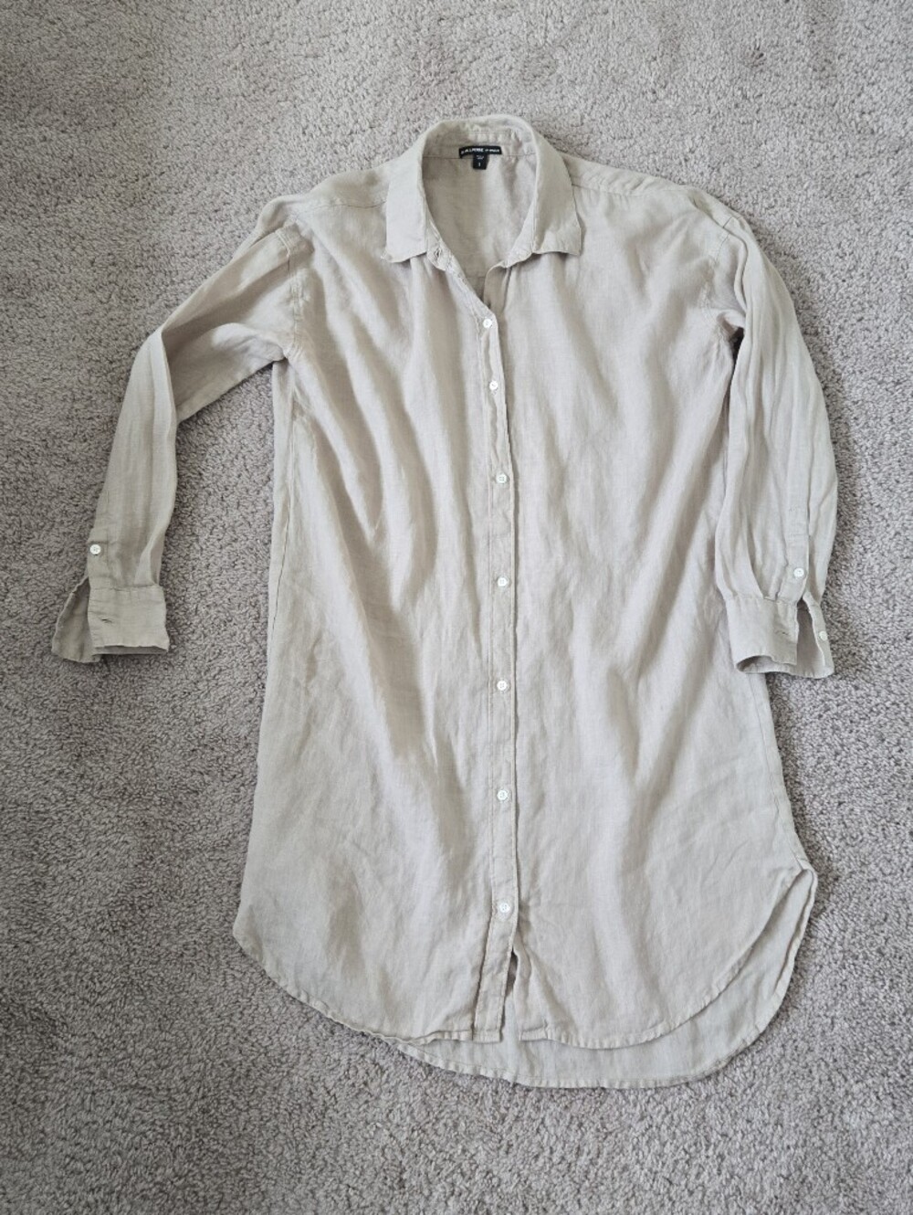 James Perse Shirt Dress Womens 3 or Large Linen With Slip Cement Button Down - Picture 10 of 15